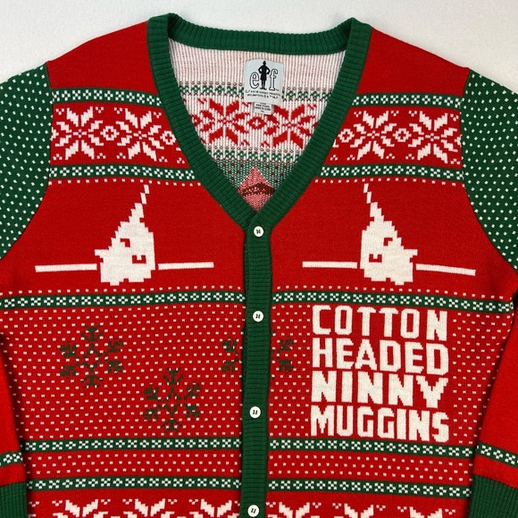 Elf Ugly Christmas Cardigan Sweater Mens XL Buddy The Elf Movie Holiday Party - Picture 2 of 9